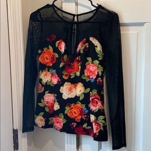GUESS Long Sleeve Floral Top
